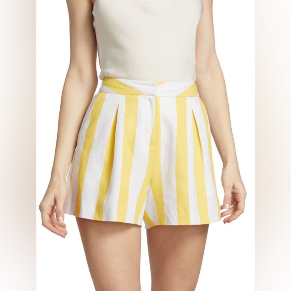 L'AGENCE Vittoria Striped High Waisted Shorts